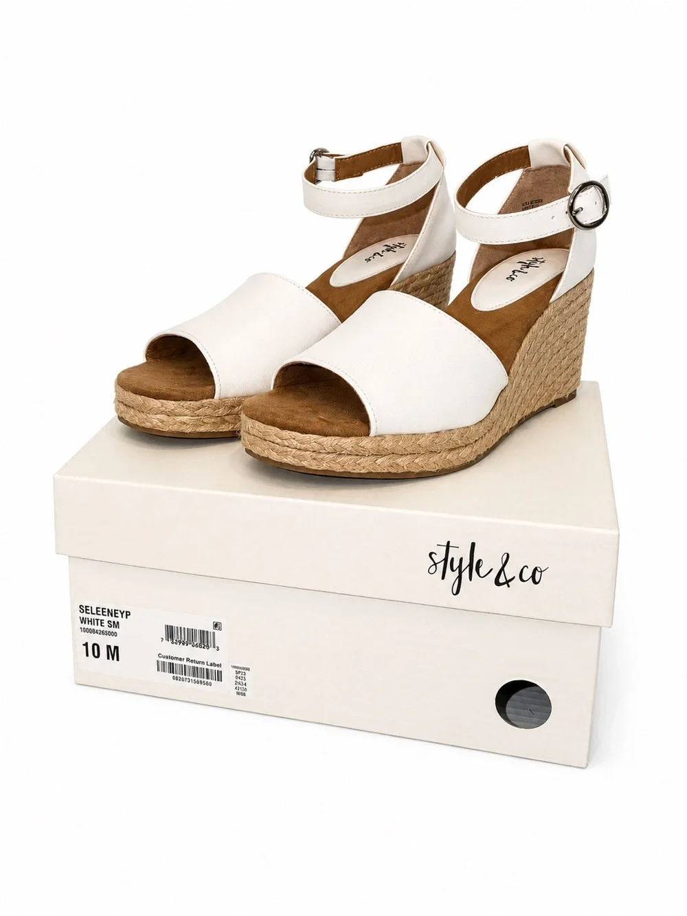 Style & Co. Seleene White Espadrille Wedge Sandals ✨Worn once!✨– Size 10M